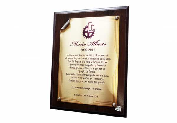 Reconocimiento (Madera y Placa de Aluminio con doblez)
